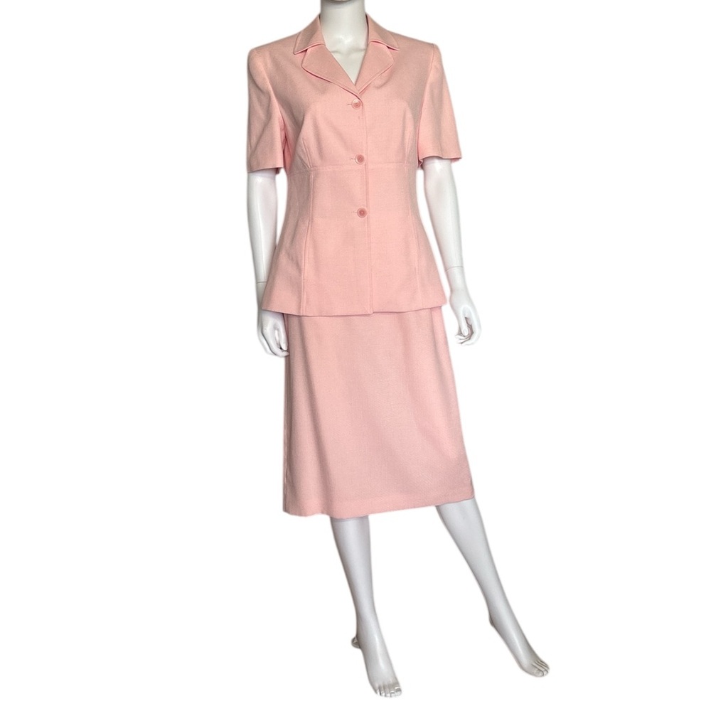PRESTON & YORK Suit Blazer and Straight Skirt Light Pink 100% Polyester Size 8. - Picture 1 of 11